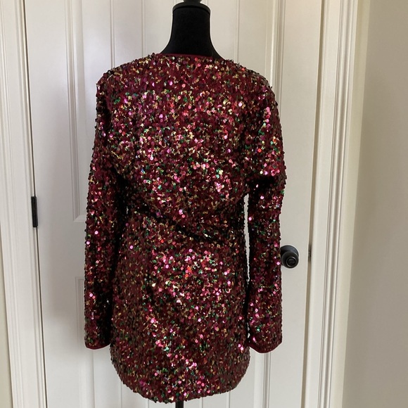 Sequin Wrap Dress in Multicolor by [Brand] - Picture 6 of 11